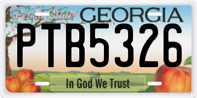 GA license plate PTB5326