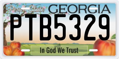 GA license plate PTB5329