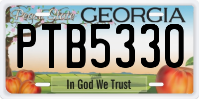 GA license plate PTB5330