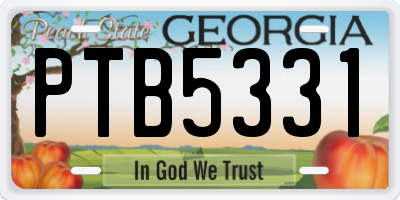 GA license plate PTB5331