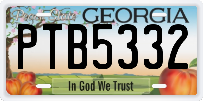GA license plate PTB5332