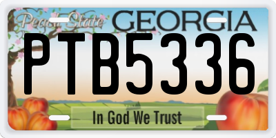 GA license plate PTB5336