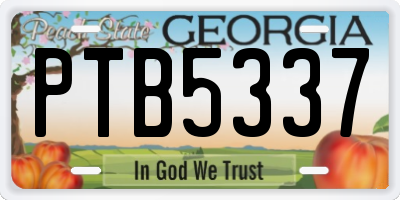 GA license plate PTB5337