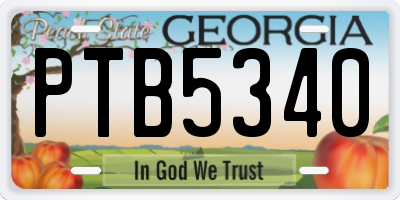 GA license plate PTB5340