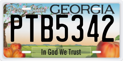 GA license plate PTB5342