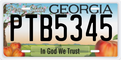 GA license plate PTB5345