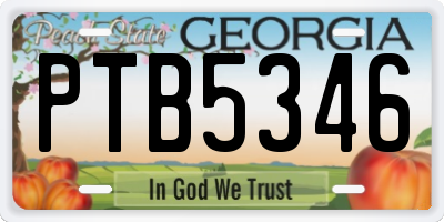 GA license plate PTB5346