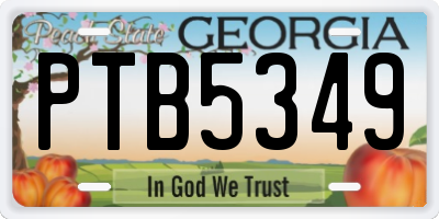 GA license plate PTB5349