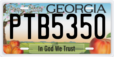 GA license plate PTB5350