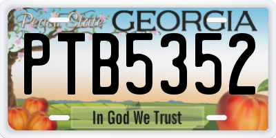 GA license plate PTB5352