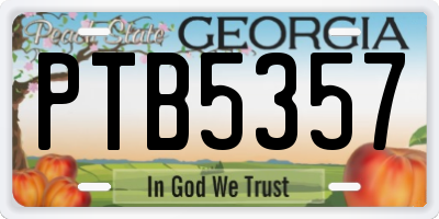 GA license plate PTB5357