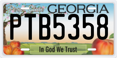 GA license plate PTB5358