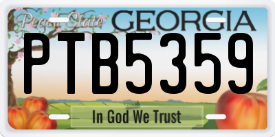 GA license plate PTB5359