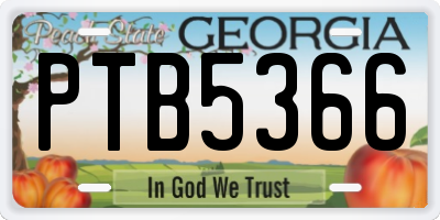 GA license plate PTB5366