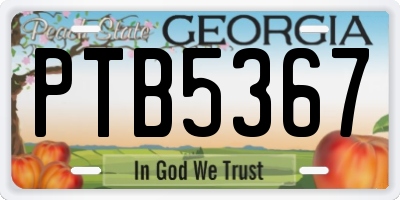 GA license plate PTB5367