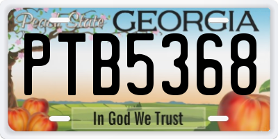 GA license plate PTB5368