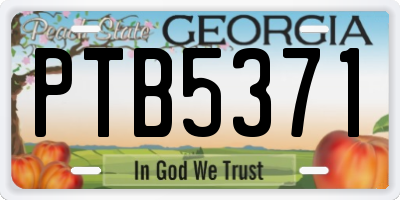 GA license plate PTB5371
