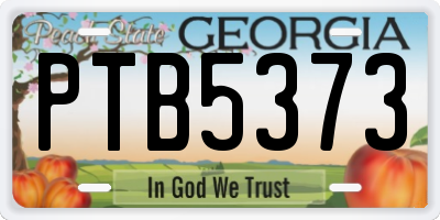 GA license plate PTB5373