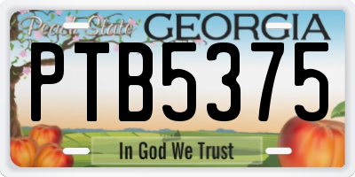 GA license plate PTB5375