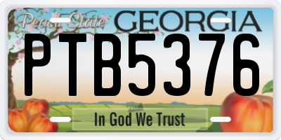 GA license plate PTB5376