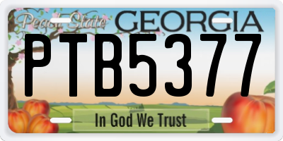 GA license plate PTB5377