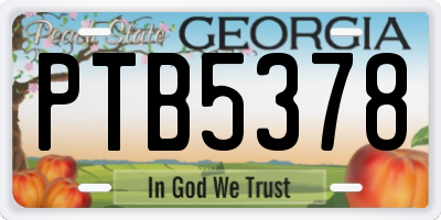 GA license plate PTB5378