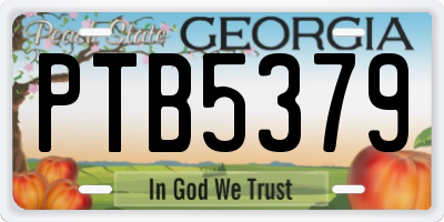 GA license plate PTB5379