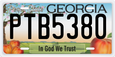GA license plate PTB5380