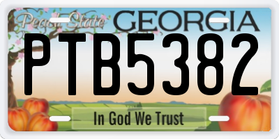 GA license plate PTB5382