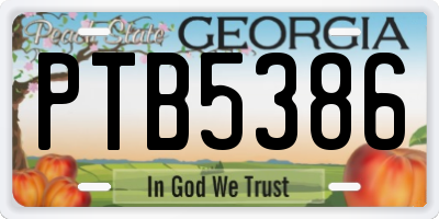 GA license plate PTB5386