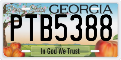GA license plate PTB5388