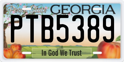 GA license plate PTB5389