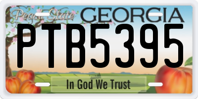 GA license plate PTB5395