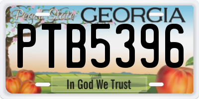GA license plate PTB5396