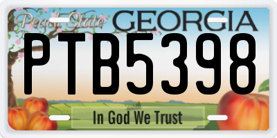 GA license plate PTB5398