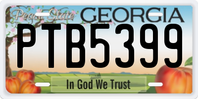 GA license plate PTB5399