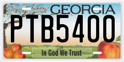 GA license plate PTB5400