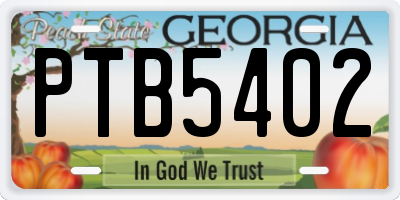 GA license plate PTB5402