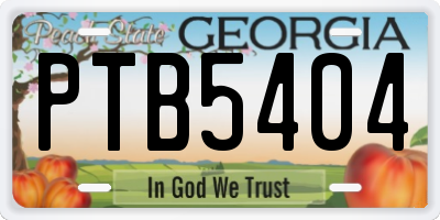 GA license plate PTB5404