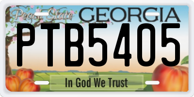 GA license plate PTB5405