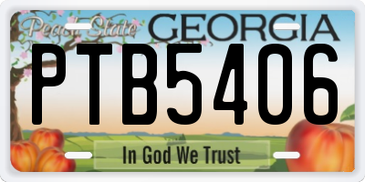 GA license plate PTB5406