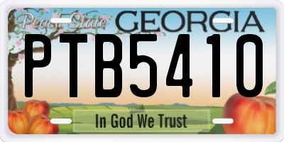 GA license plate PTB5410