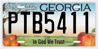 GA license plate PTB5411
