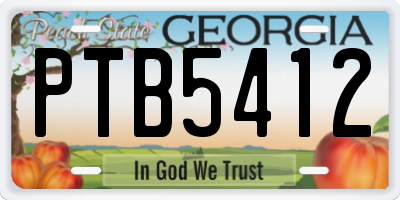 GA license plate PTB5412