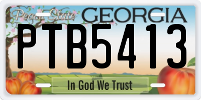 GA license plate PTB5413