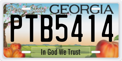 GA license plate PTB5414