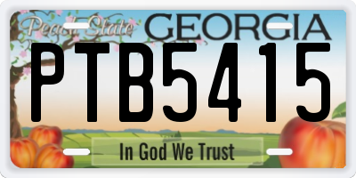 GA license plate PTB5415