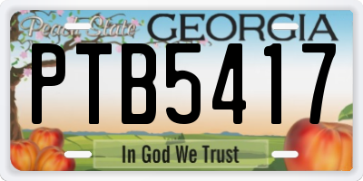 GA license plate PTB5417