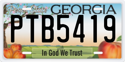 GA license plate PTB5419