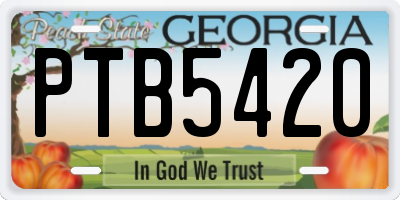 GA license plate PTB5420